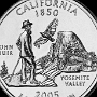 <br />California State Quarter - John Muir, Kalifornien-Kondor, Half Dome und Mammutbaum<br />Beschriftung: „John Muir“, „Yosemite Valley“<br />