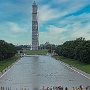 Blick vom Lincoln Memorial auf den Reflecting Pool und das Washington Monument
