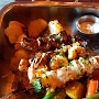 11.6.2017<br />SOUVLAKI PLATTER bei The Greek by Anatoli in Vancouver - 31 CAD<br />4 skewers of your choice served with rice, potatoes and seasonal vegetables:<br />Chicken Souvlaki (medication free/breast meat)<br />The ‘True Greek’ Pork (the original choice for all greeks)<br />Tiger prawns<br />Swordfish (+$2 per skewer)