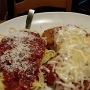 15.6.2017<br />Grilled Chicken Parmigiana - Grilled chicken breasts topped with marinara, Italian cheeses and breadcrumbs served with a side of spaghetti. Im Olive Garden Tukwila/WA