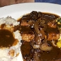 2.10.2018<br />Famous Factory Meatloaf in der Cheesecake Factory in Chicago<br />Served with Mashed Potatoes, Mushroom Gravy, Grilled Onions and Corn Succotash.