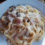 5.10.2019<br />Tagliatelle Panna, Prosciutto e Funghi im Cafè Restaurante Capriccio Italiano<br />9 €