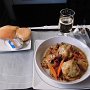 Flug Air Berlin AB 7000  Düsseldorf - Miami<br />Semmelknödel mit delikatem Pilzragout und Karottenstreifen