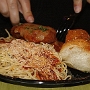 2.1.2008 - Hähnchenfilets mit Spaghetti von Sbarro im Foodcourt des Hard Rock Casino Hollywood/Florida