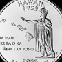 Hawaii State Quarter - Statue Kamehamehas I. und Umriss des Bundesstaates<br /> Beschriftung: „Ua Mau ke Ea o ka ʻĀina i ka Pono“