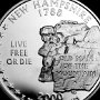 New Hampshire State Quarter - The Old Man of the Mountain, neun Sterne<br />Beschriftung: „Old Man of the Mountain“, „Live Free or Die“