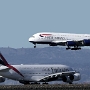 British Airways - Airbus A380-841 - G-XLEA<br />Emirates - Airbus A380-842 - A6-EVJ<br />SFO - Bayfront Park - 13.5.2022 - 5:26 PM