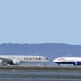 British Airways - Boeing 777-236 (ER)  - G-YMMP<br />Qatar - Airbus A350-1041 - A7-ANI<br />SFO - Bayfront Park - 13.5.2022 - 4:57 PM