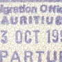 3.10.1996<br />Mauritius - Ausreisestempel