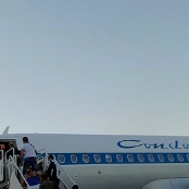 17.8.2022 - Condor  - Airbus A320-212 - Santorini - Düsseldorf - DE1618 - D-AICH "Hans" (Retro Livery) - 2F/Business - 3:03 Std. 
