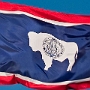 Die aktuelle Flagge des US-Bundesstaats Wyoming wurde am 31. Januar 1917 nach einem Designwettbewerb eingeführt.<br /><br />Es besteht aus der Silhouette eines amerikanischen Bisons in Weiß, der nach links ausgerichtet ist, auf blauem Hintergrund; das Ganze umrahmt von zuerst einem dünnen weißen und dann einem etwas breiteren roten Streifen.<br /><br />Der Bison (in den USA allgemein Büffel genannt) bezieht sich auf den Spitznamen des Staates, the „Buffalo State“ („der Büffelstaat“). Die Bisons erhielten im Yellowstone-Nationalpark ein letztes Rückzugsgebiet.